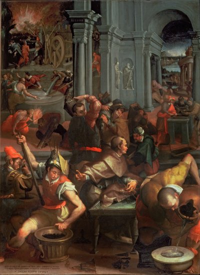 The Invention of Gunpowder in 1313, 1572 by Jacopo Coppi